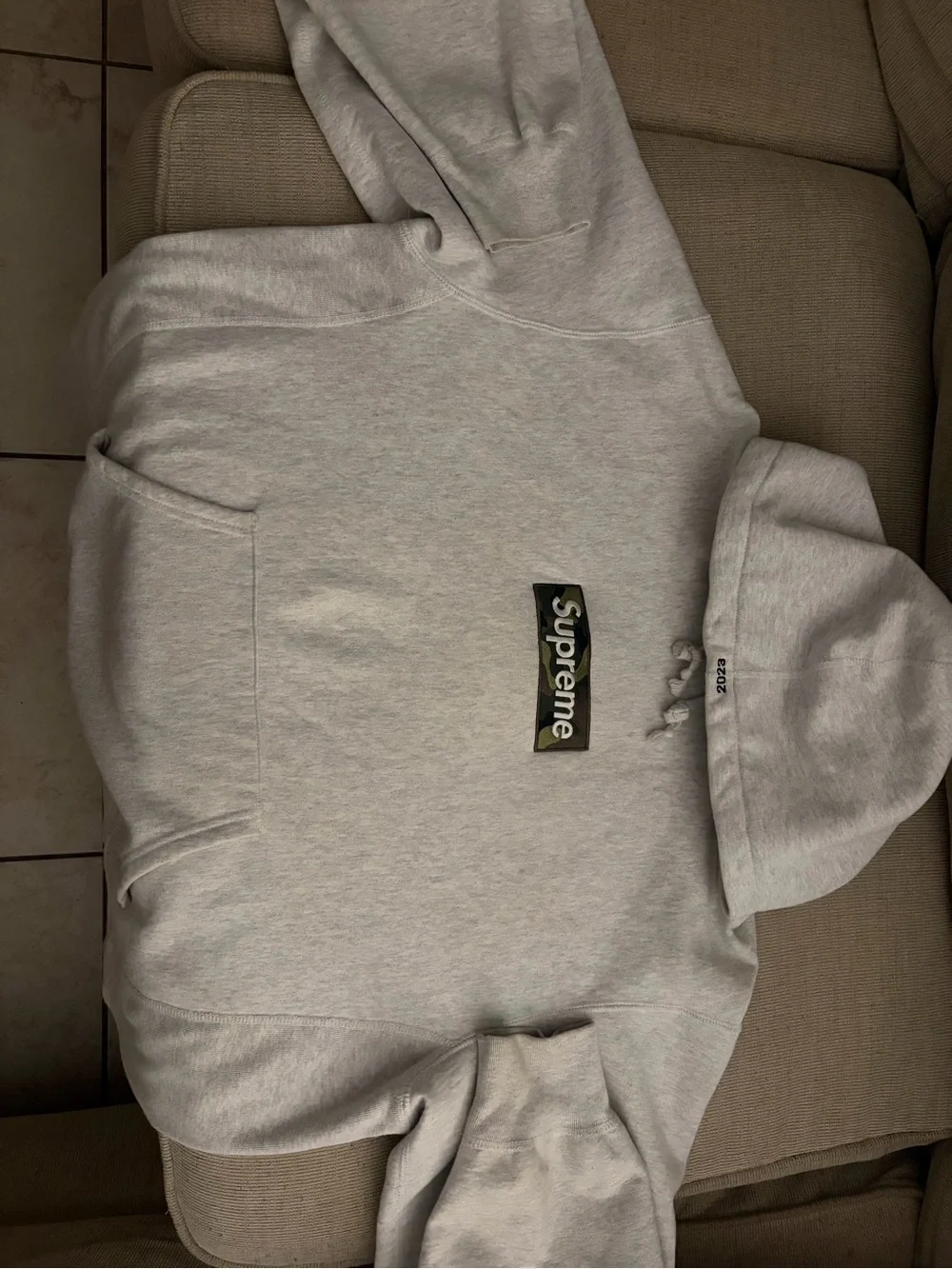 Supreme Gray Hoodie camo box logo